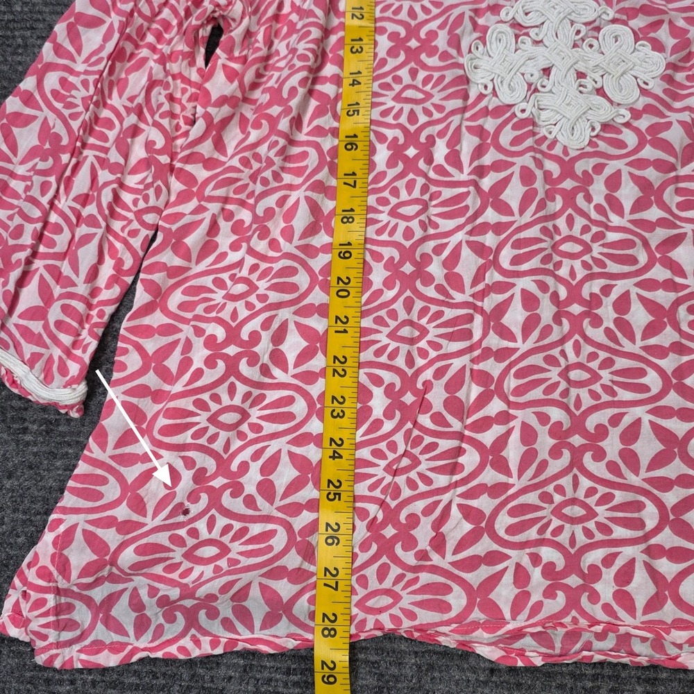 Charter Club Medallion Soutache Embroidered Tunic Top Women's Size XL Pink White - Picture 8 of 9